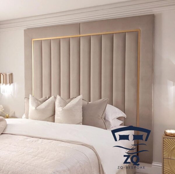 Ruby panelled gold stripe Luxury Headboard - Image 2