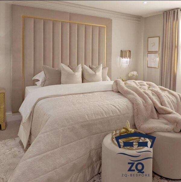 Ruby panelled gold stripe Luxury Headboard