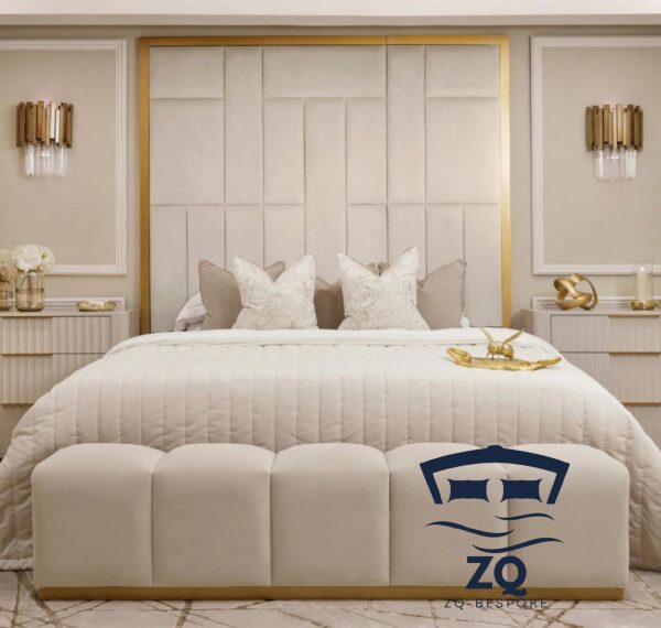 Melissa Cream & Gold wall Headboard