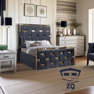 Mona Luxury Gold Stripe Bed