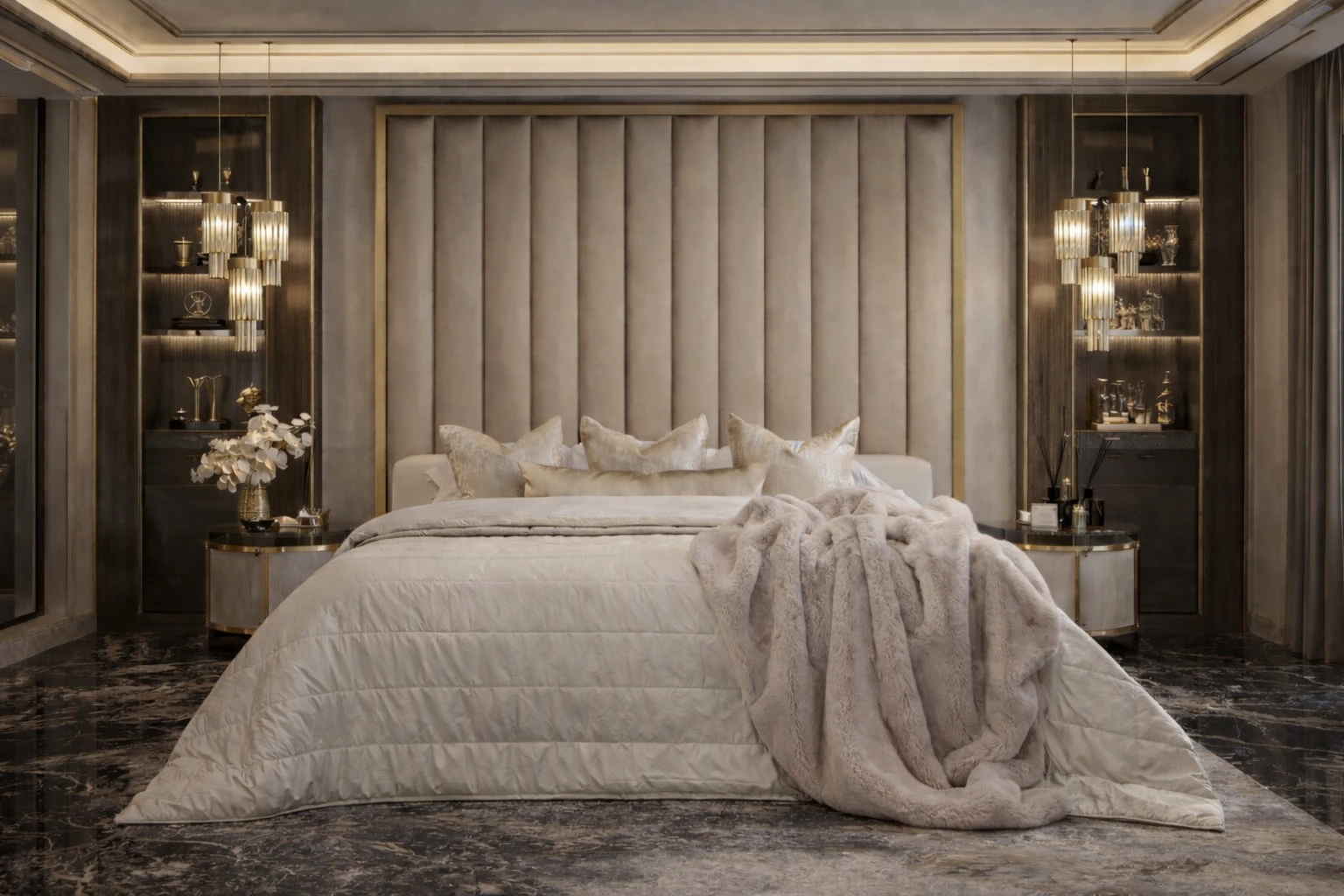 Los Angles Gold stripe Luxury panel Headboard