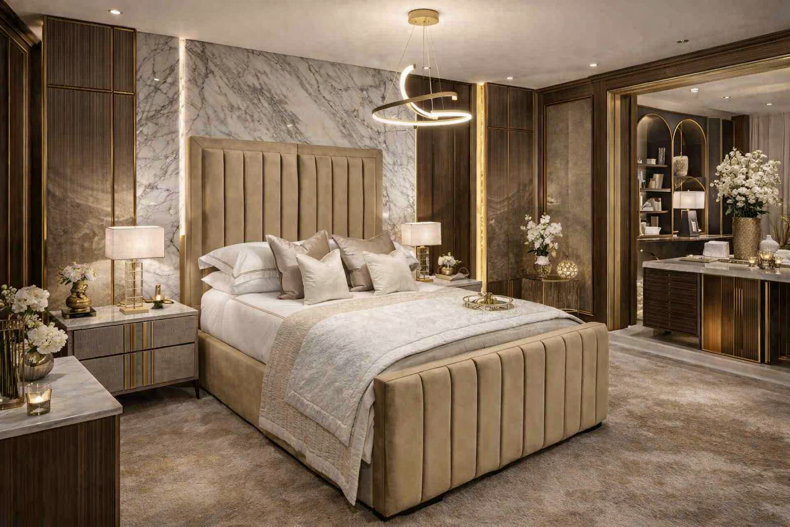 Vegas Luxury High Headboard Bed
